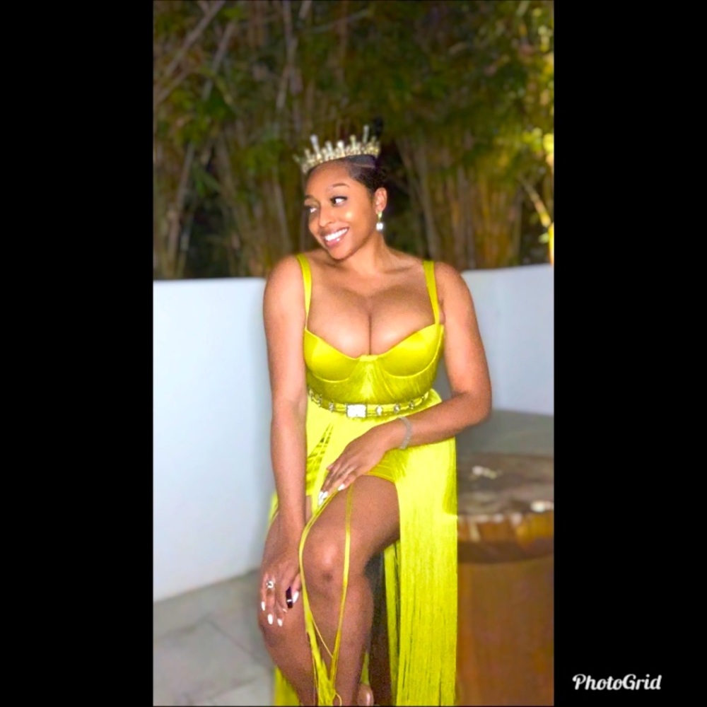 House of CB Yellow/Green Fringe Bustier Dress